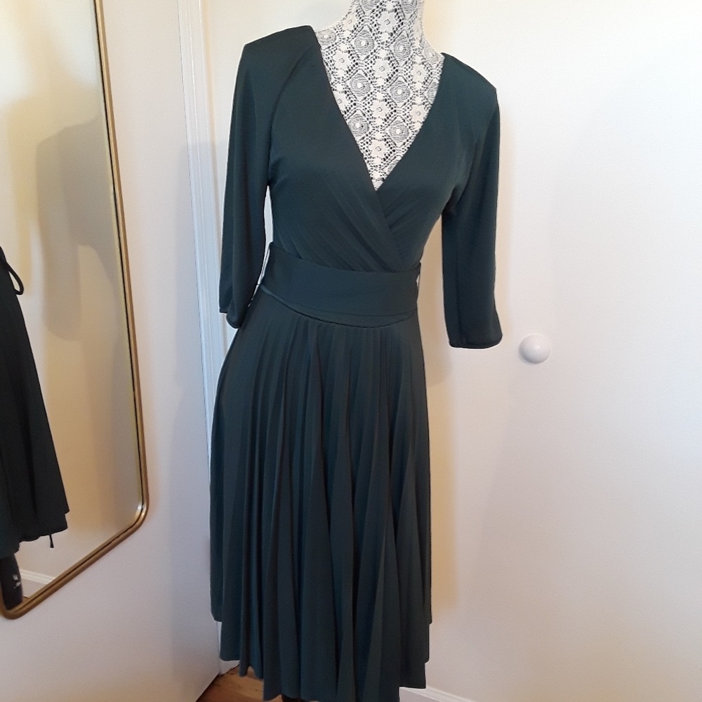 Pleated vneck aline dress
